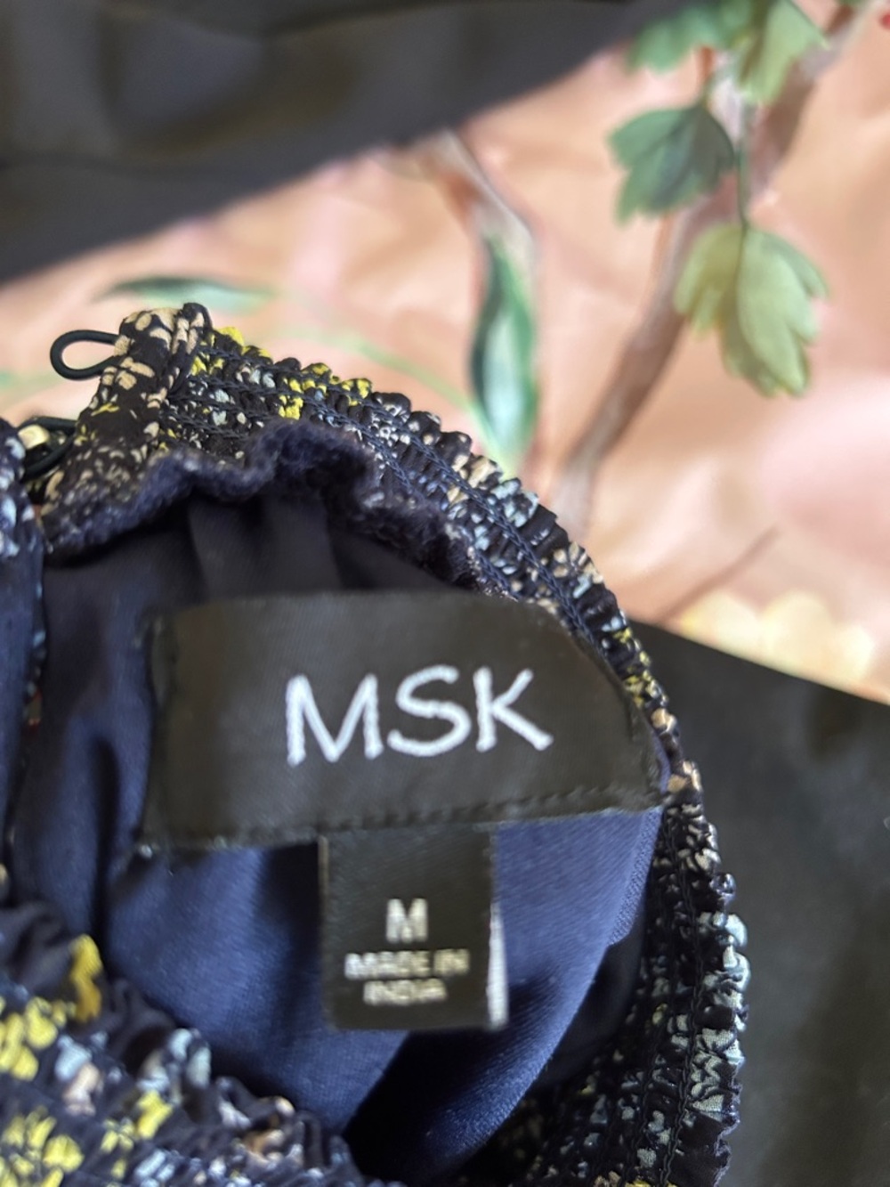 MSK Navy Floral Ruffle Tiered Sundress with Yellow Accents - Picture 9 of 10